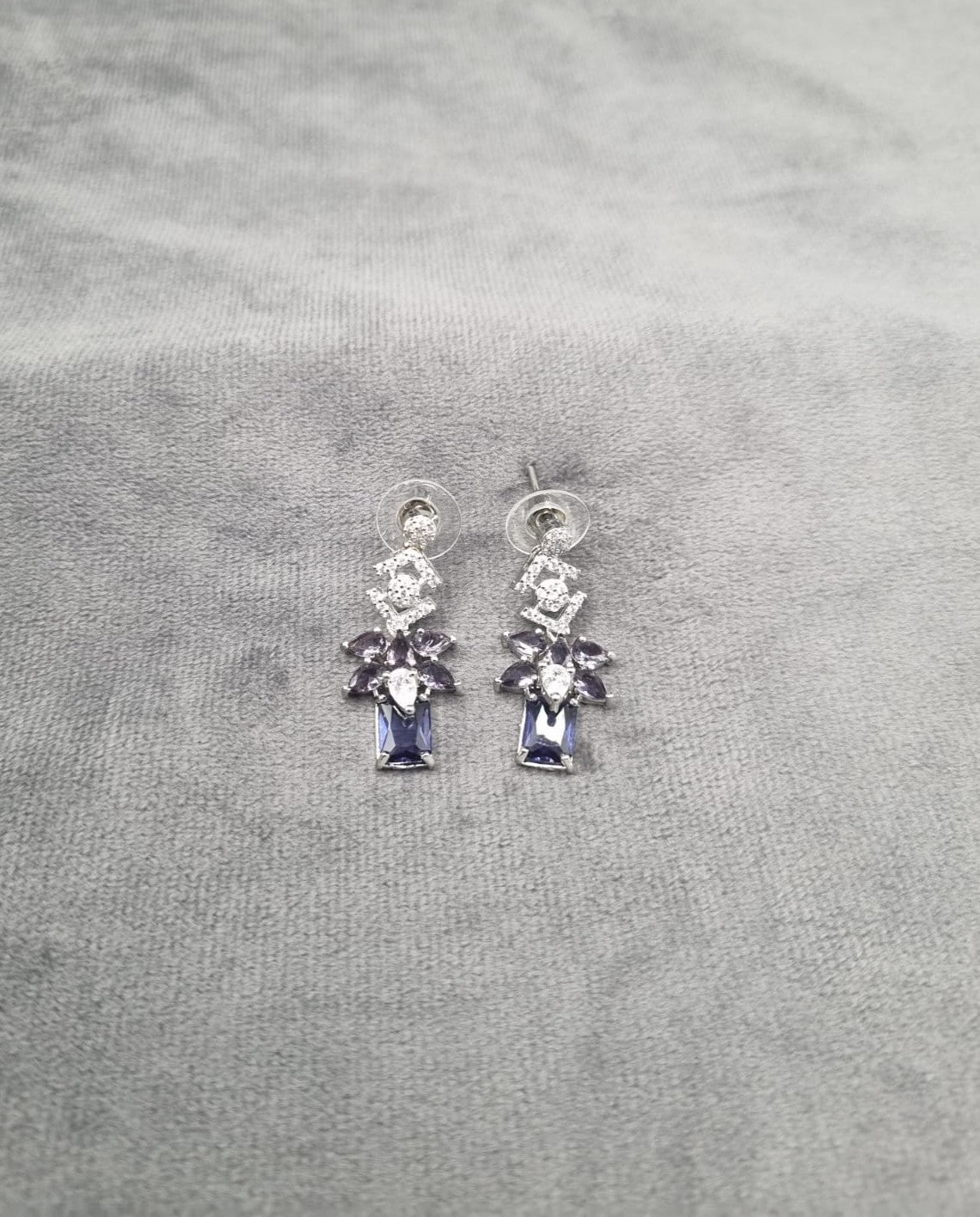 Deep Purple Geometric Drop Earrings